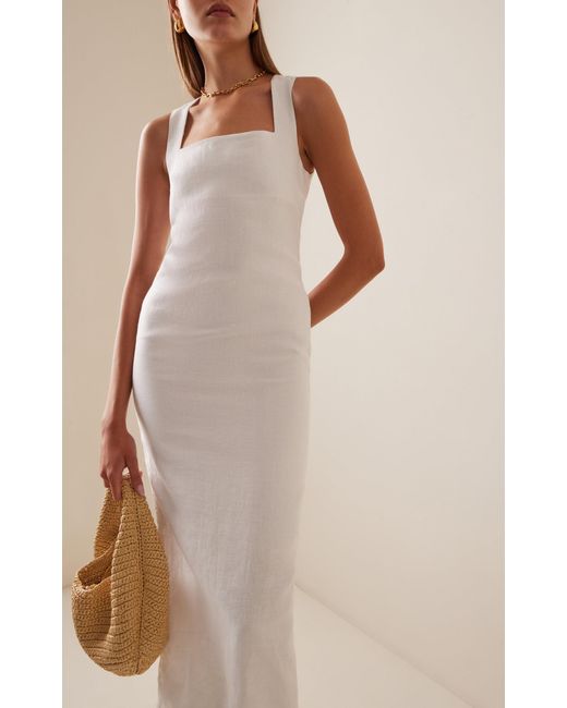 Posse White Alice Linen Maxi Dress