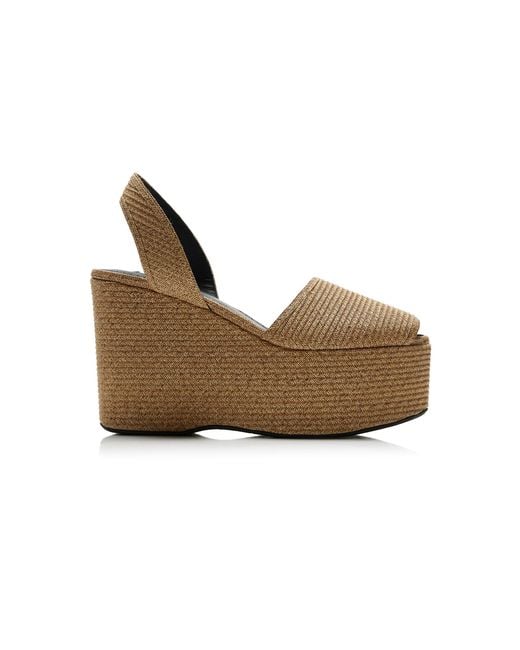 Alaïa Natural Raffia Platform Wedge Sandals