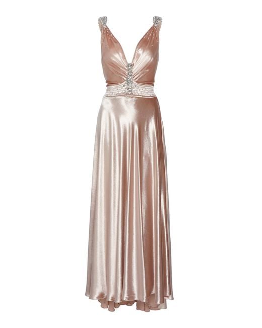 Paco Rabanne Pink Crystal-embellished Velvet Midi Dress