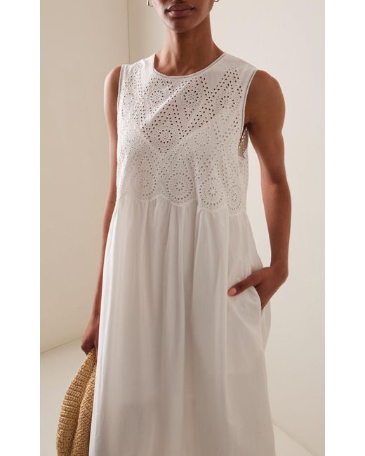 Posse White Louisa Broderie Anglaise Cotton Maxi Dress