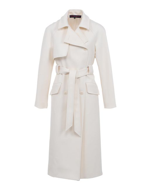 Martin Grant Wool Trench Coat in White | Lyst