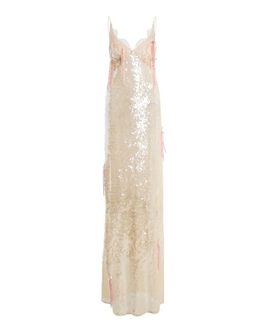 Wiederhoeft White Exclusive Paillette Maxi Dress