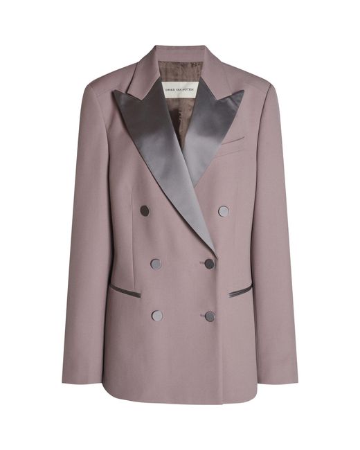 Dries Van Noten Purple Barrysta Wool-Silk Tuxedo Blazer