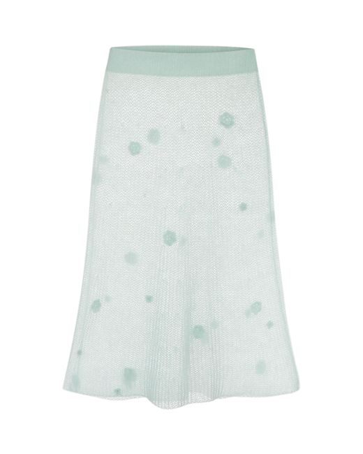 Anna October Green Dana Flower-embellished Mohair Knit Midi Skirt