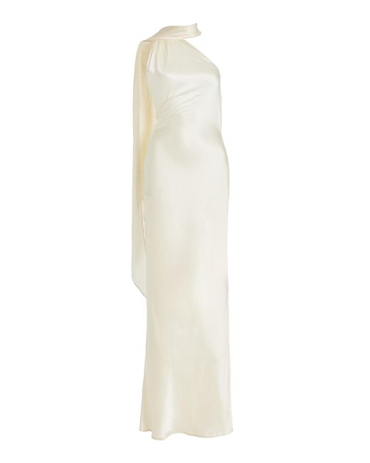 BEARE PARK White Tie-detailed Silk Georgette Maxi Dress