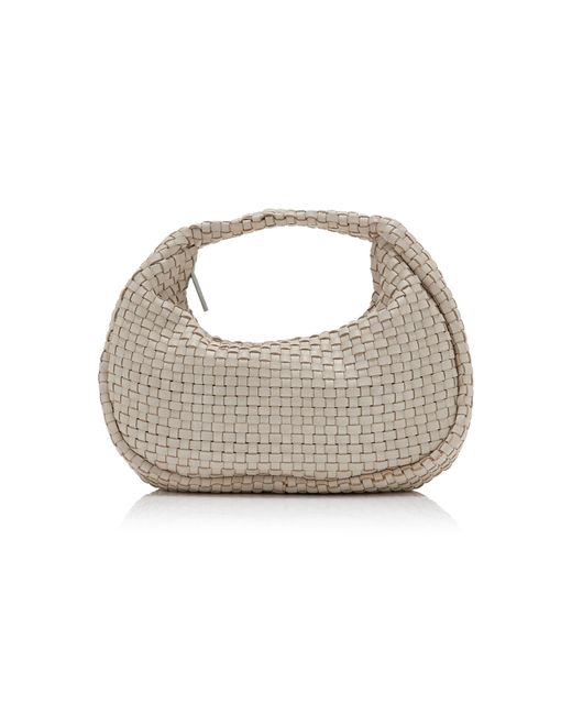St. Agni White Mini Bon Bon Woven Leather Bag