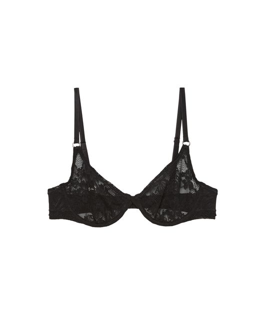 Fleur du Mal Black Le Stretch Lace Demi Bra