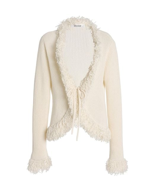 AYA MUSE White Mello Fringed Cardigan