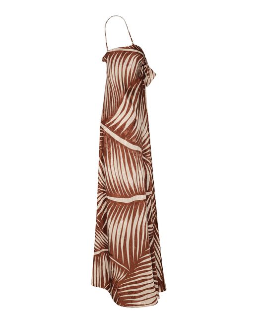 Johanna Ortiz Brown Mythical Gaucho Tie-detailed Jacquard Maxi Dress