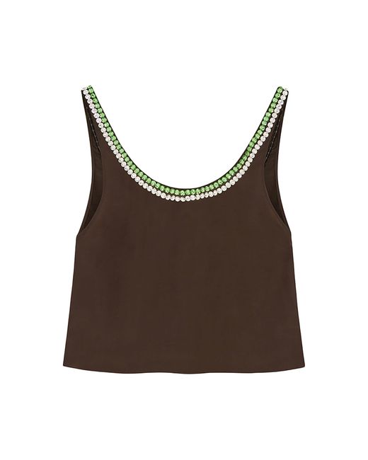 16Arlington Brown Pippin Embroidered Top