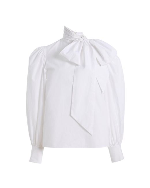 Franchise White Winona Pussy-Bow Cotton Top