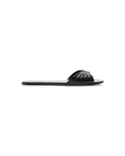 Saint Laurent White Babylon Leather Mules