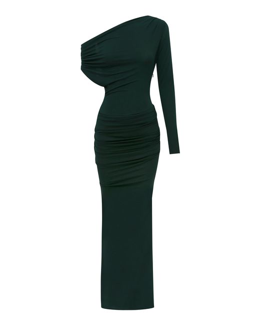Alex Perry Green Asymmetric Draped Maxi Dress