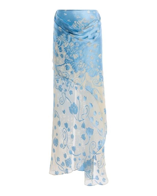 Christopher Esber Blue Exclusive Draped Burnout Maxi Skirt