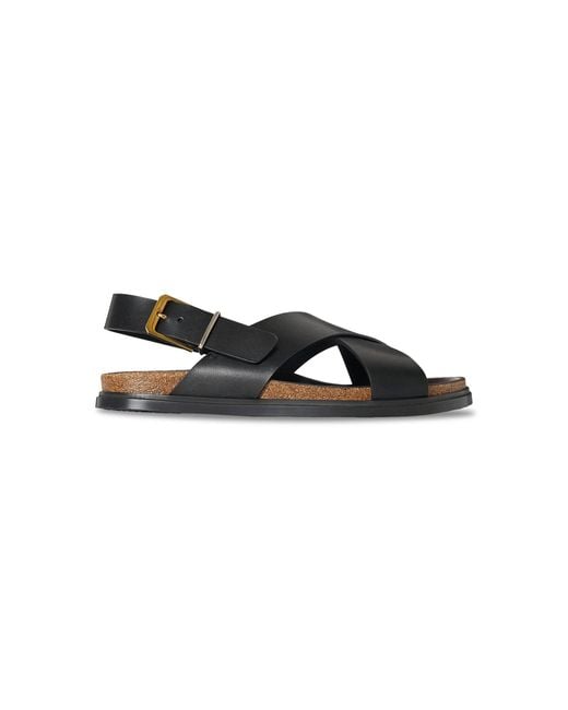 The Row Black Buckle Leather Sandals