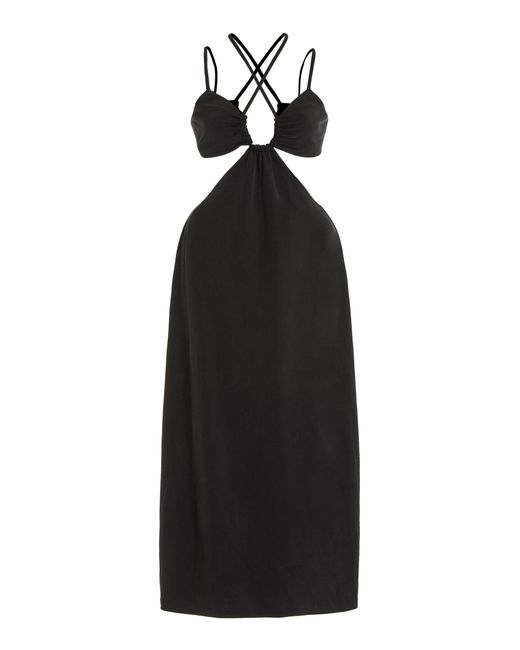 Third Form Leather Double Crossed Cutout Jersey Midi Dress In Black Lyst