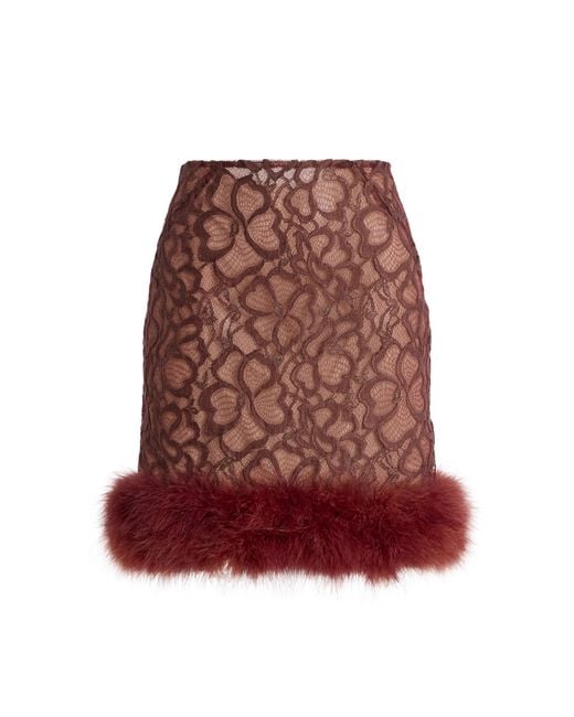 Harithand Exclusive Feathered Lace Mini Skirt