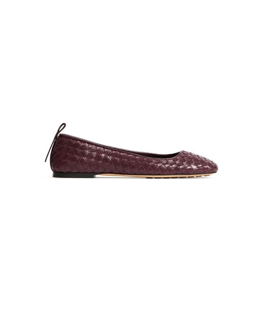 Bottega Veneta Red Charlotte Intrecciato Leather Ballerina Flats