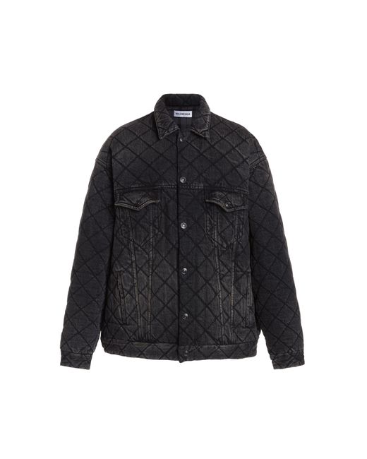 Balenciaga Black Distressed Quilted Japanese Denim Jacket