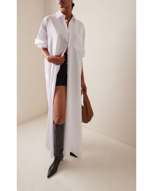 Frankie Shop White Avery Oversized Cotton-blend Maxi Shirt Dress