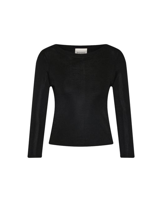 Posse Black Aimee Boat Neck Top