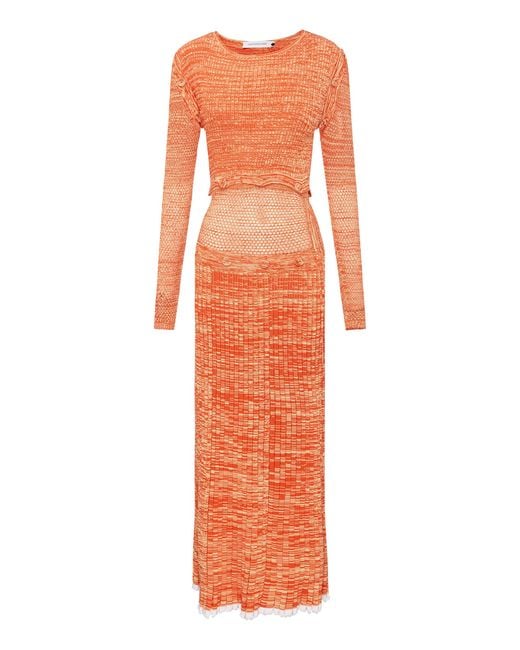 Christopher Esber Orange Convertible Mesh-detailed Knit Maxi Dress