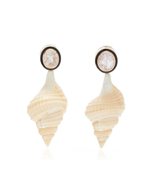 Dezso by Sara Beltran White Distorsio 18k Rose Gold Shell And Silimanite Earrings