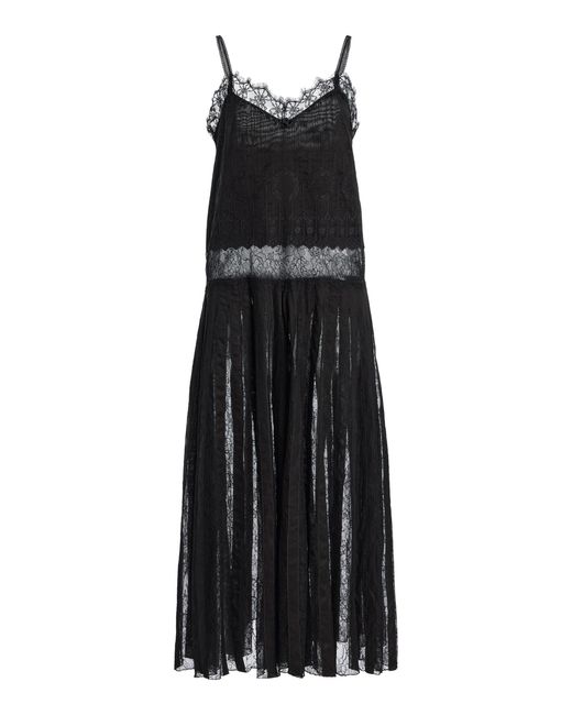 Brandon Maxwell Black Rooney Embroidered Lace Cotton Midi Slip Dress