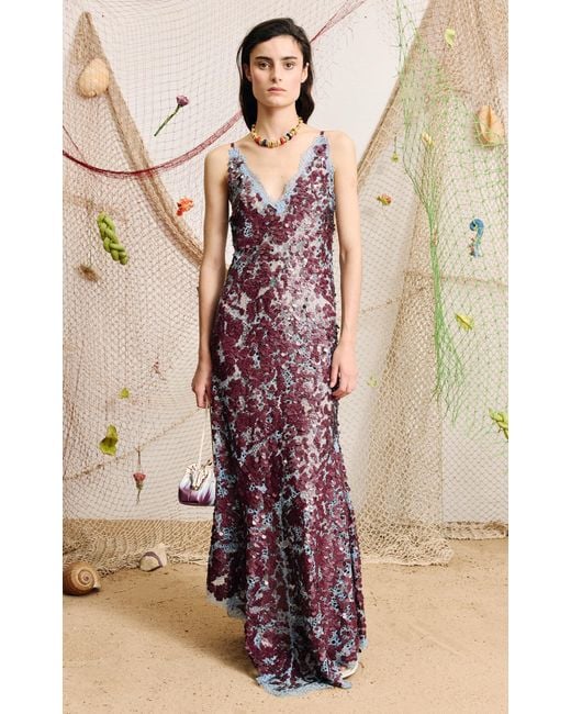 ALÉMAIS Purple Dolores Sequined Maxi Dress