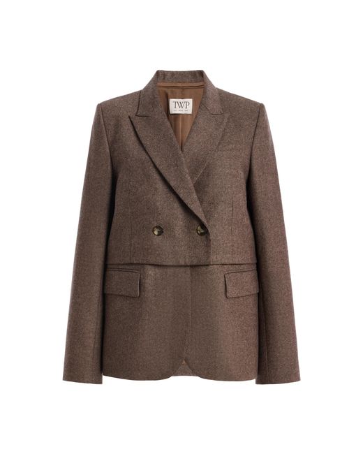 Twp Brown Two Faced Wool Flannel Blazer