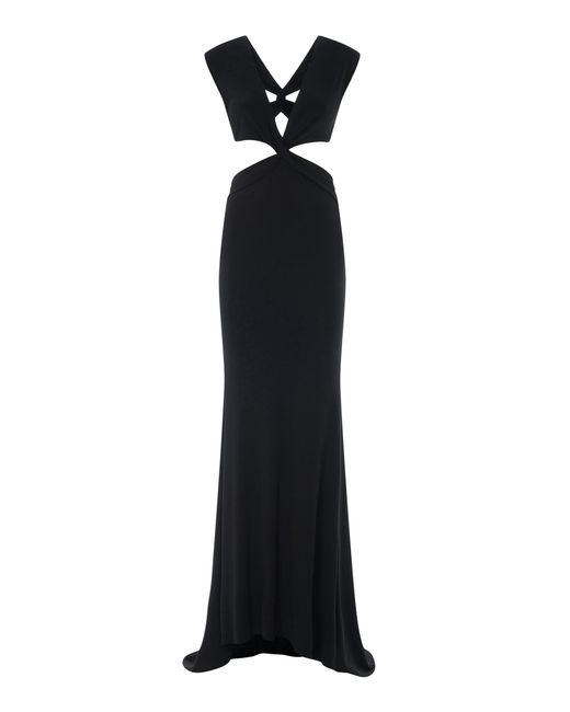 Ralph Lauren Black Cutout Jersey Maxi Dress