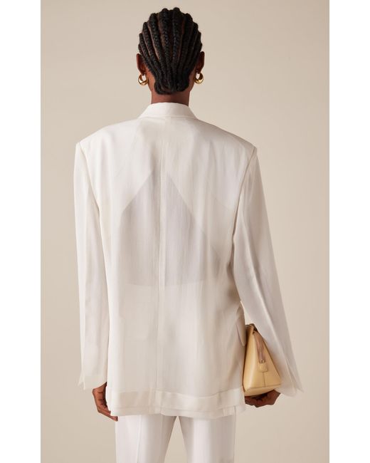 Victoria Beckham White Tailored Wool-blend Blazer