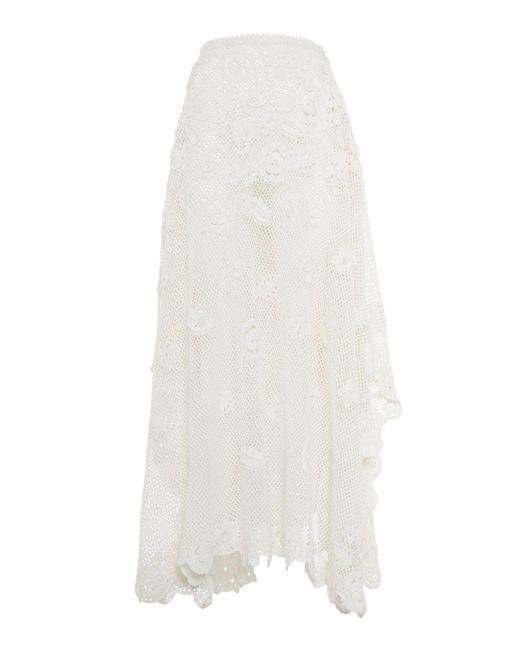 Ralph Lauren White Crocheted Silk Maxi Skirt
