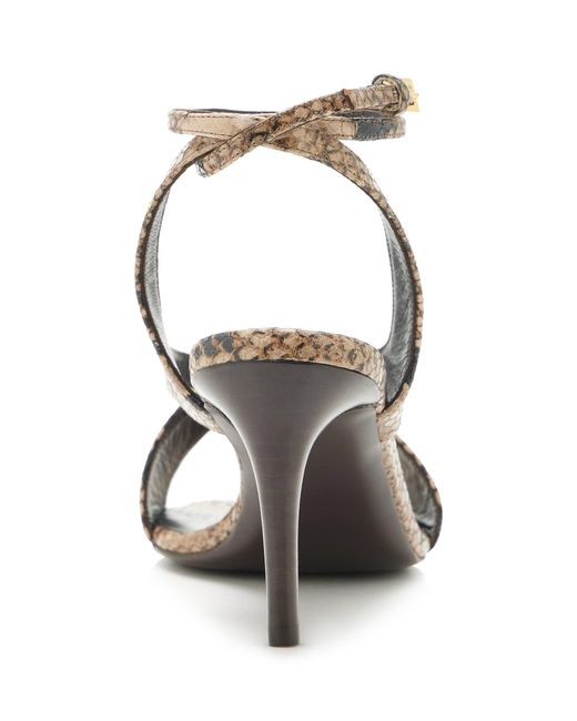 Khaite Metallic Liria Python-Effect Leather Sandals