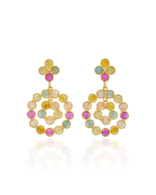 Sylvia Toledano Metallic Flower Candies 22K-Plated-Stone Earrings