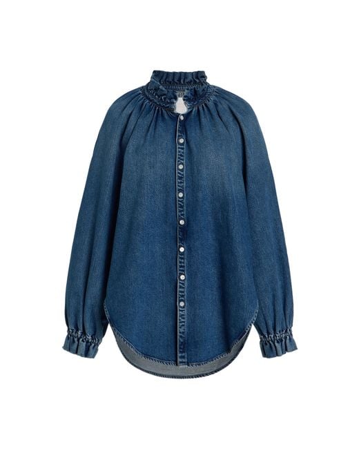 Citizens of Humanity Blue X Bloom Farm Exclusive Loretta Ruffled Denim Shirt