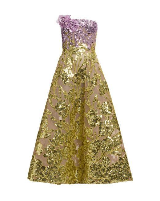 Elie Saab Green Embroidered Sequined Gown