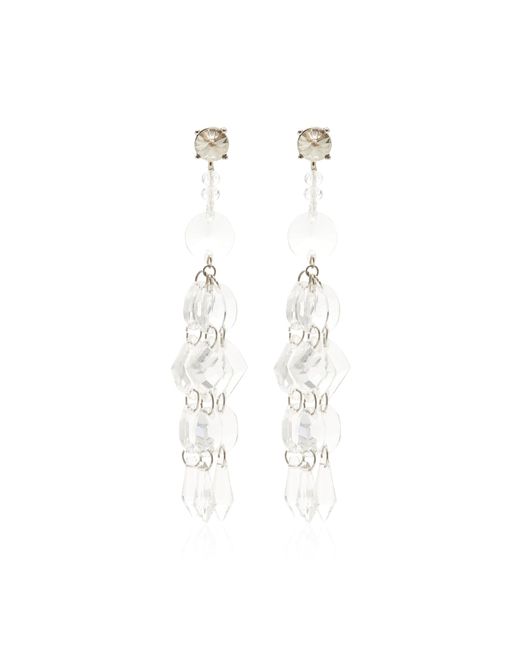 Oscar de la Renta White Chandelier Crystal Drop Earrings