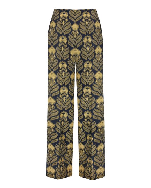 Lena Hoschek Green Silk Road Cotton-Blend Pants