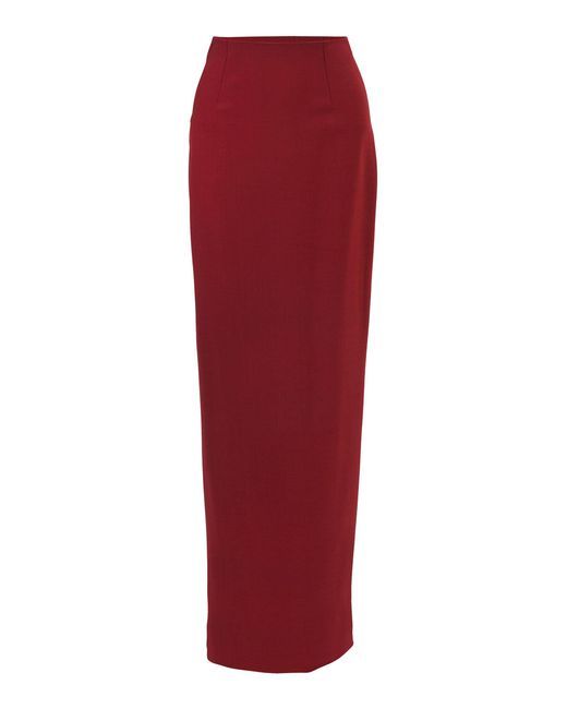 Carolina Herrera Floor-Length Bi-Stretch Wool Tailored Pencil Skirt