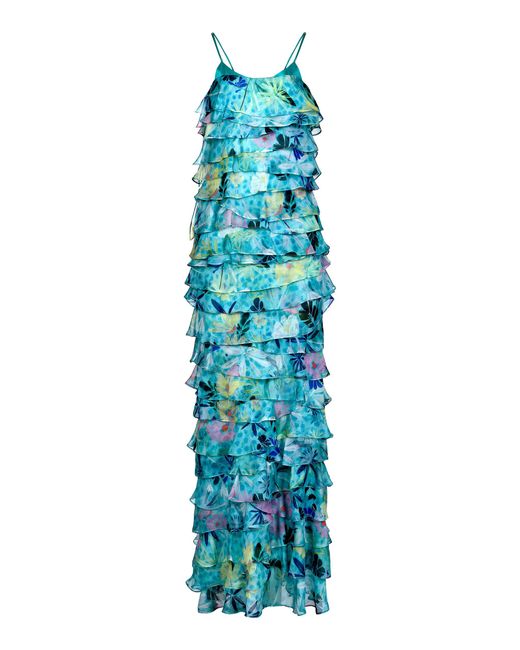 Francesca Miranda Blue Maldiva Tiered Silk-Chiffon Maxi Dress