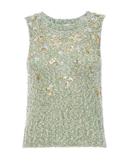 DES_PHEMMES Green Beaded Boucle Top