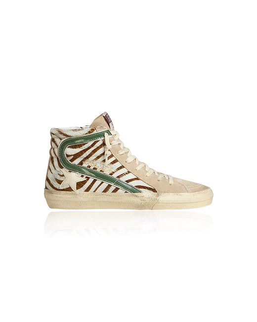 Golden Goose Deluxe Brand Metallic Slide Calf Hair High-Top Sneakers