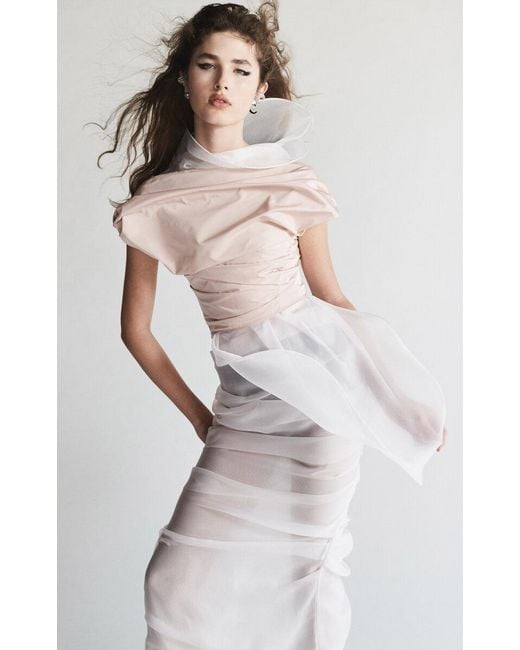 Maticevski White Sparks Silk-Blend Bodice