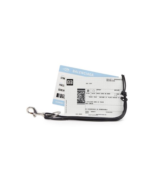 Balenciaga Keyring Leather Train Ticket in White | Lyst