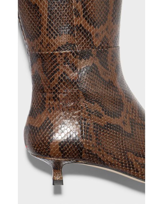 Aeyde Brown Sabrina Snake-Effect Leather Knee Boots