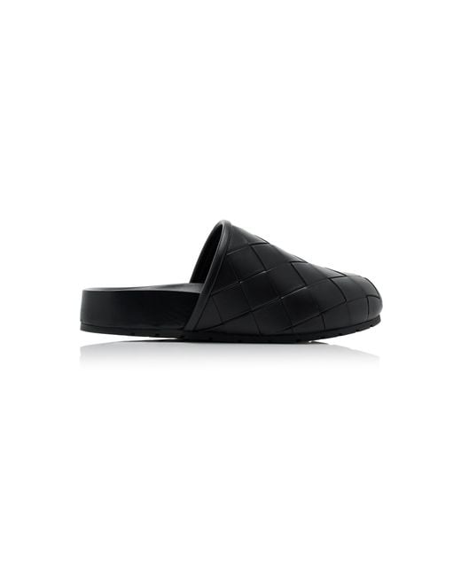 Bottega Veneta Black Reggie Intrecciato Leather Mules