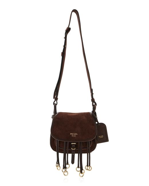 Prada Brown Corsaire Fringed Suede Crossbody Bag