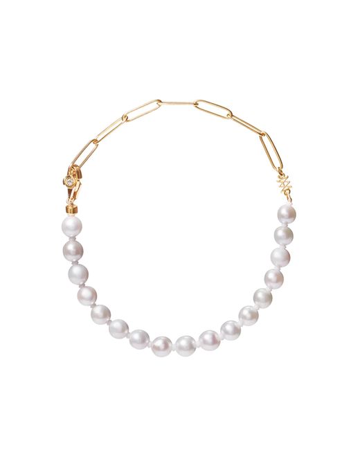Milamore Metallic Pearl Duo Chain Jr. Bracelet