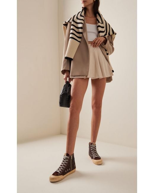 Golden Goose Deluxe Brand Brown Francy Penstar Suede-trimmed Glittered Sneakers